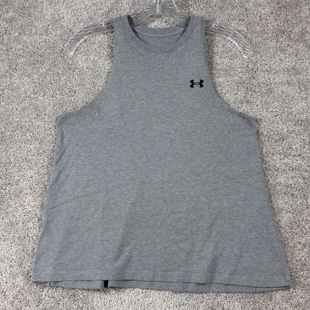 Under Armour Womens Gray Heather High Neck Racerback Loose Tank Top Size XS